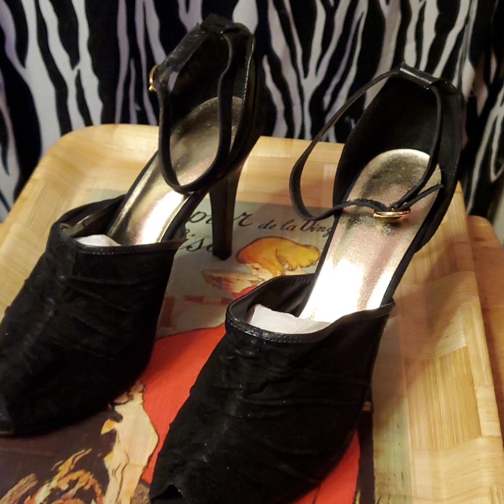 Black Peep Toe Heels